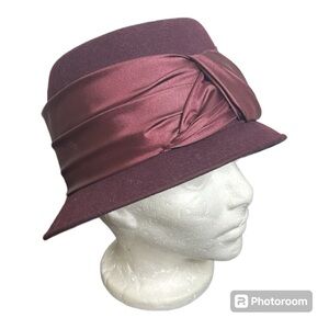 Alessandra Bacci Firenze Burgandy Wool Fedora Hat Women Made in Italy